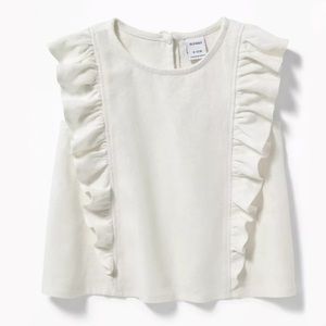 Sleeveless Ruffled Linen-Blend Top for Baby Girl